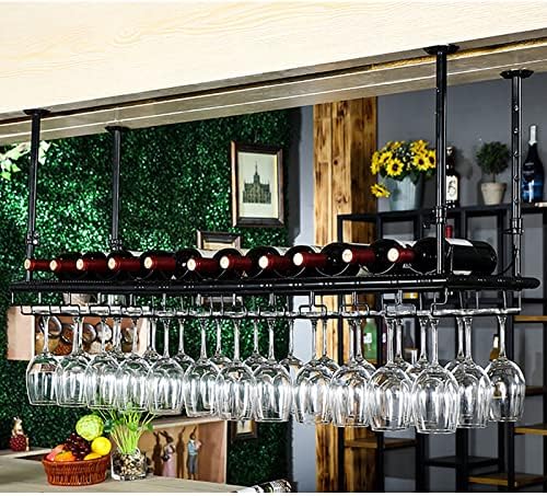 ZJDYDY Wall-Mounted Wine Rack with Bottle Holder Black 60x35cm