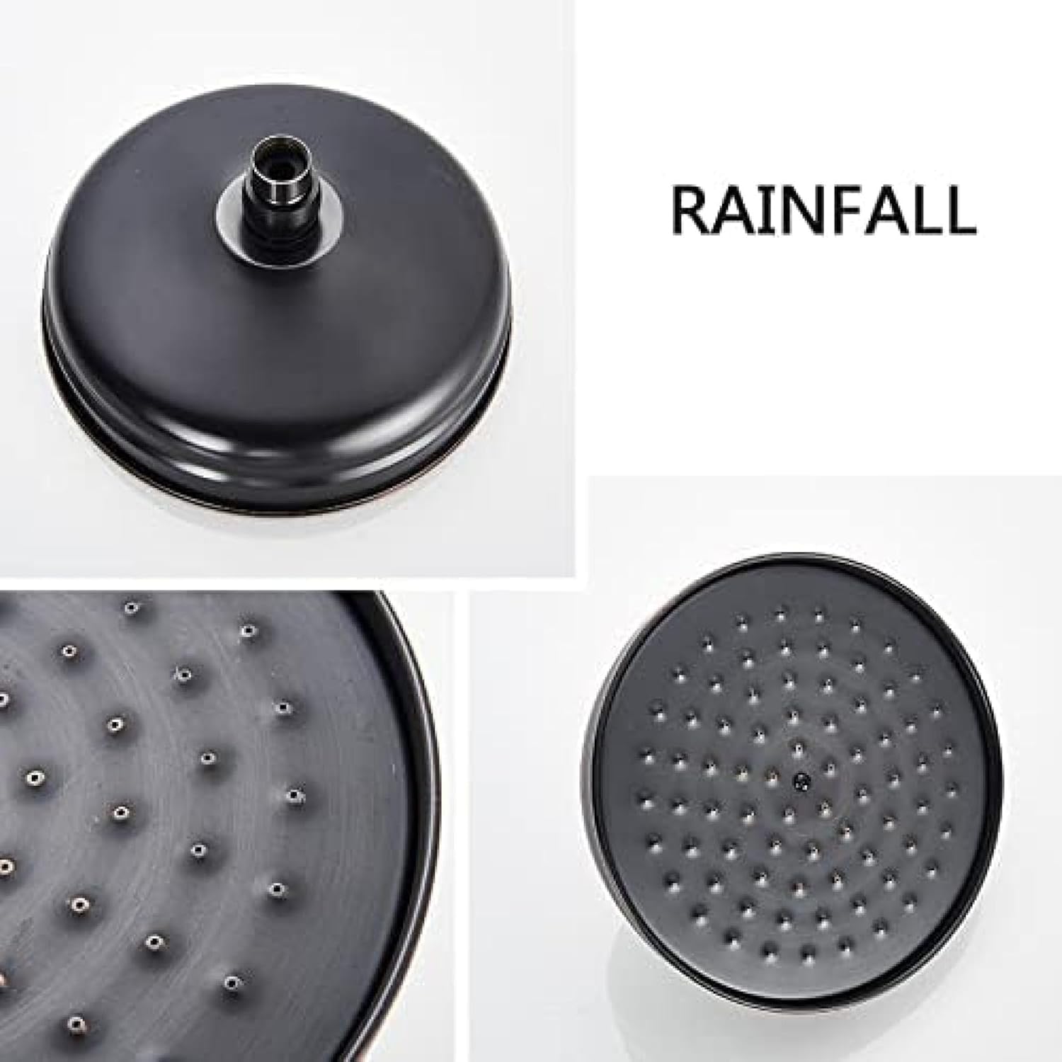 TECKI Dual Handle Bath Shower Set with Black Brass 8 Showerhead and Handshower