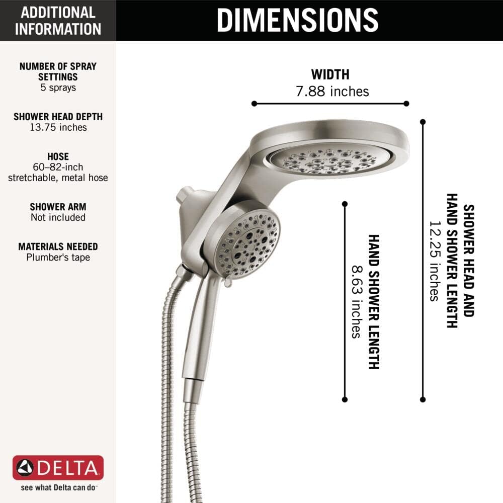 Delta HydroRain 5-Spray Dual Shower Head with Handheld and Hose