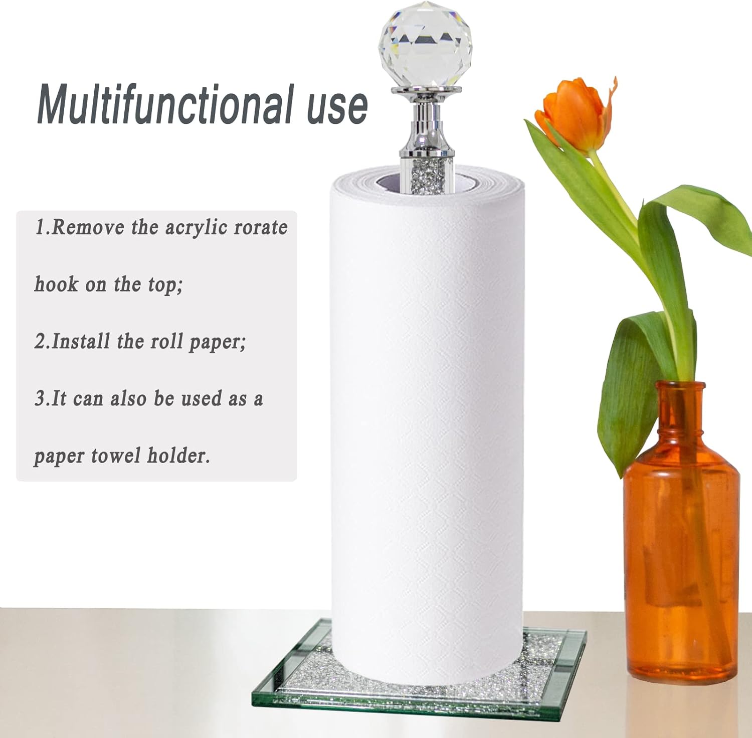 Crystal Wine Glass Holder with 6 Hooks and Crushed Diamonds