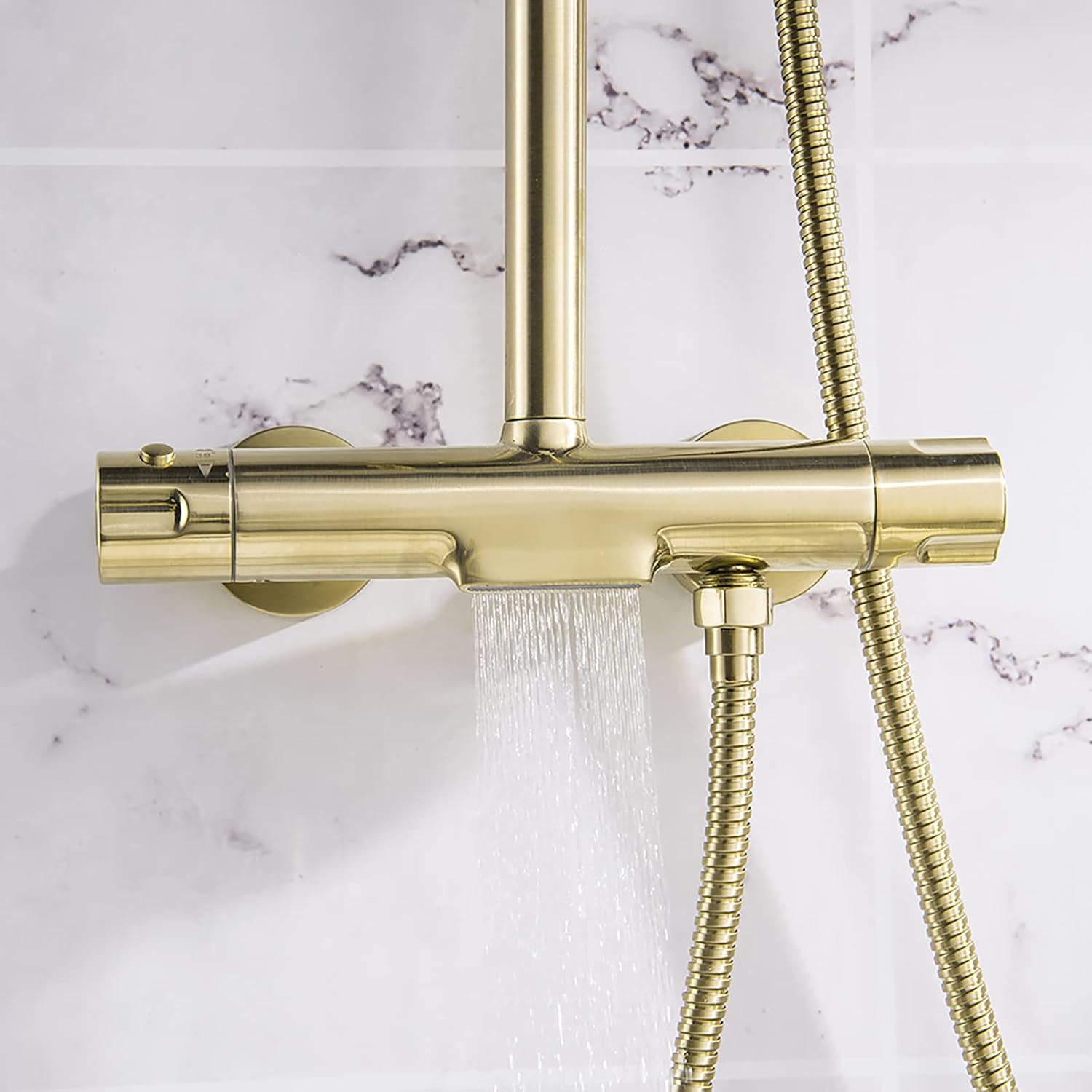 10 Inches Brushed Gold Shower Combo Set with Rainfall Handheld and Tub Tap