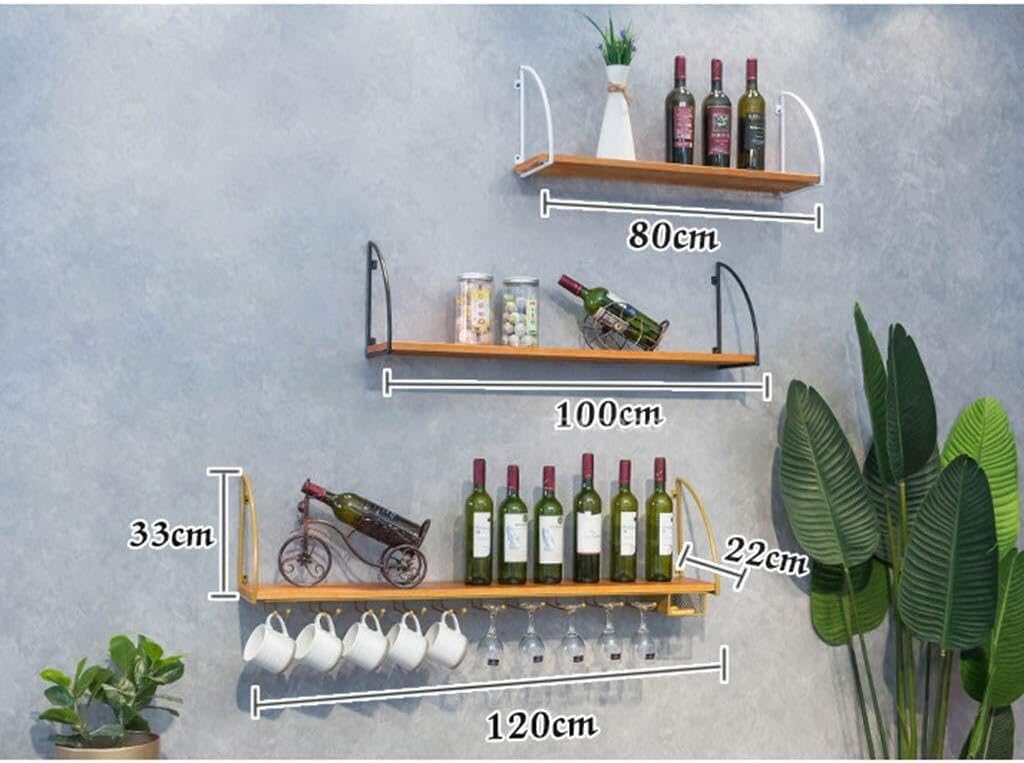Industrial Style Wall Mounted Wine Rack Organizer - Black 100CM