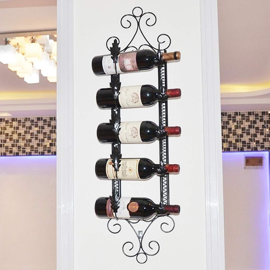 LASEVE Wall Mounted Wine Rack 5 Bottle Hold Rustic Industrial Style