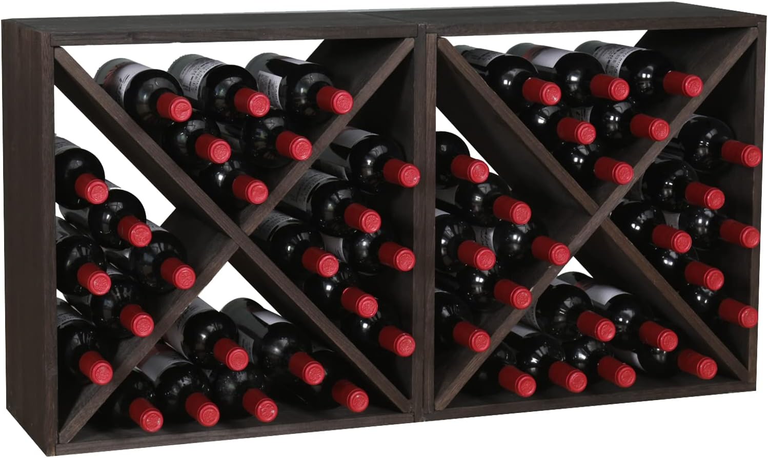FDHUIJIA 48-Bottle Solid Wood Wine Rack Cube Rustic