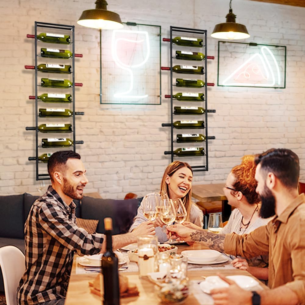 AQAREA Wall Mounted Wine Rack - 10 Bottle Metal Holder Black