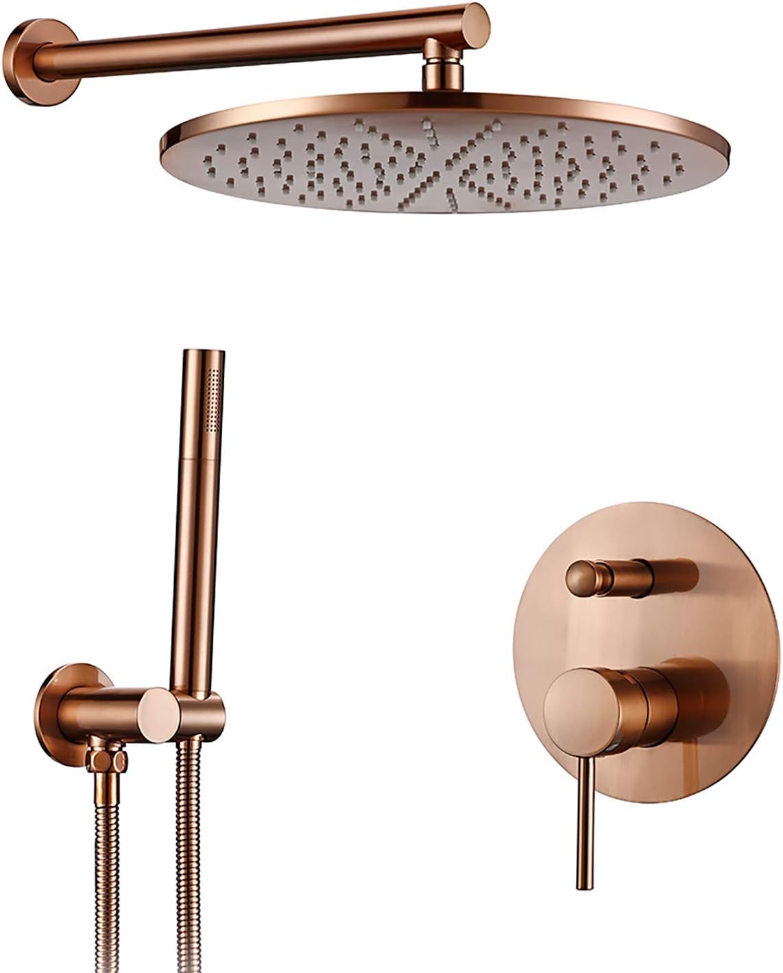 Brushed Rose Gold Rain Mixer Shower Combo Set