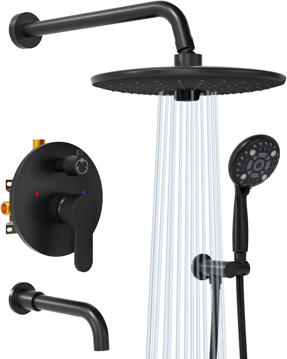 SR SUN RISE 10 Inches Matte Black Wall Mounted Shower System 1