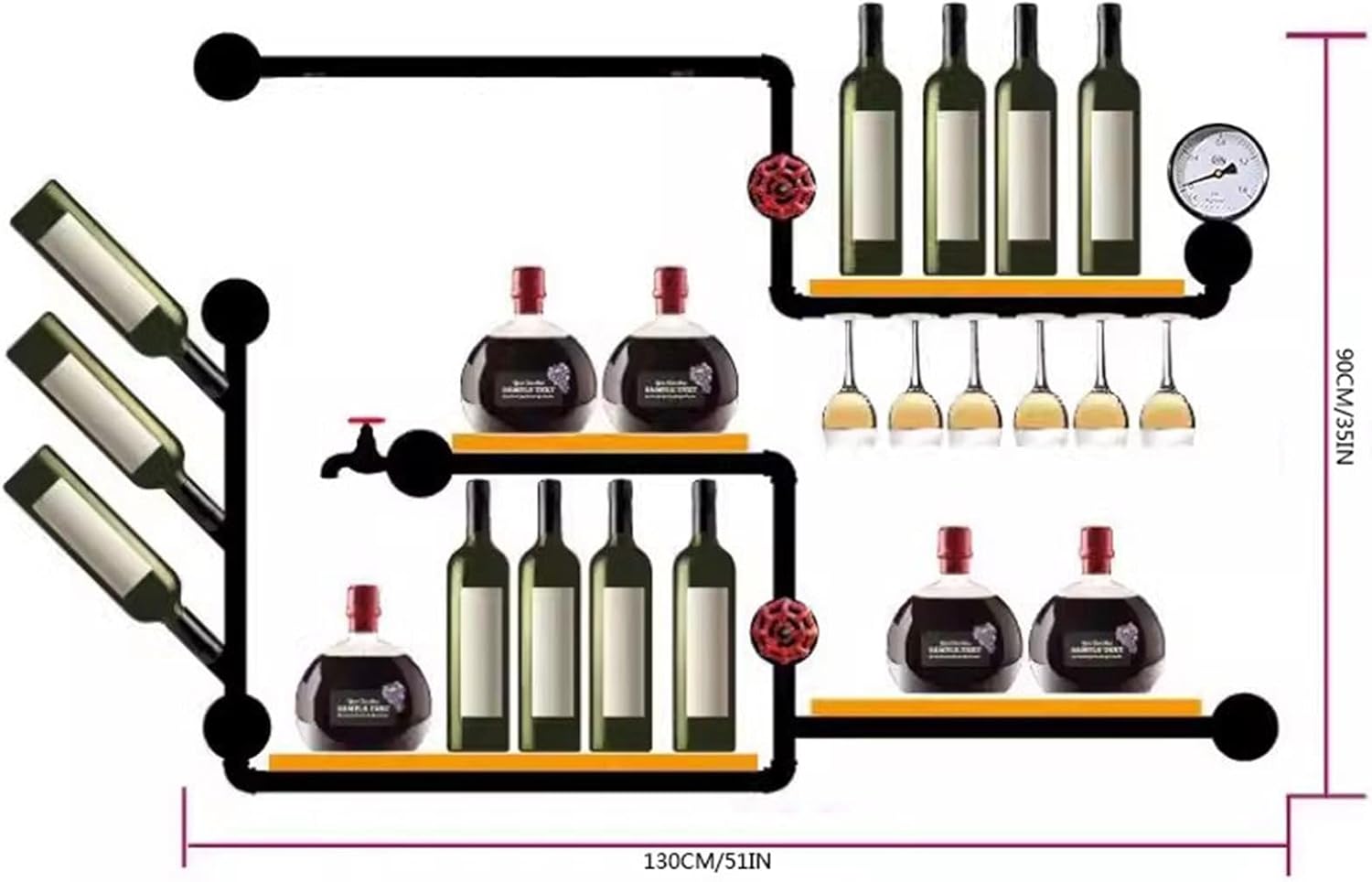 GRFIT Wall-Mounted Wine Rack with Industrial Style