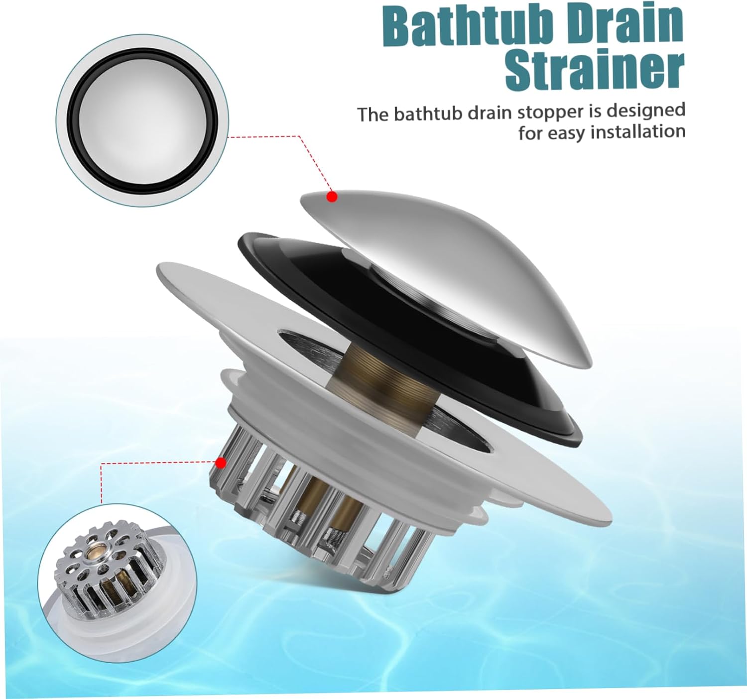 Yardenfun Copper Bathtub Drain Hair Catcher Pop-up Stopper