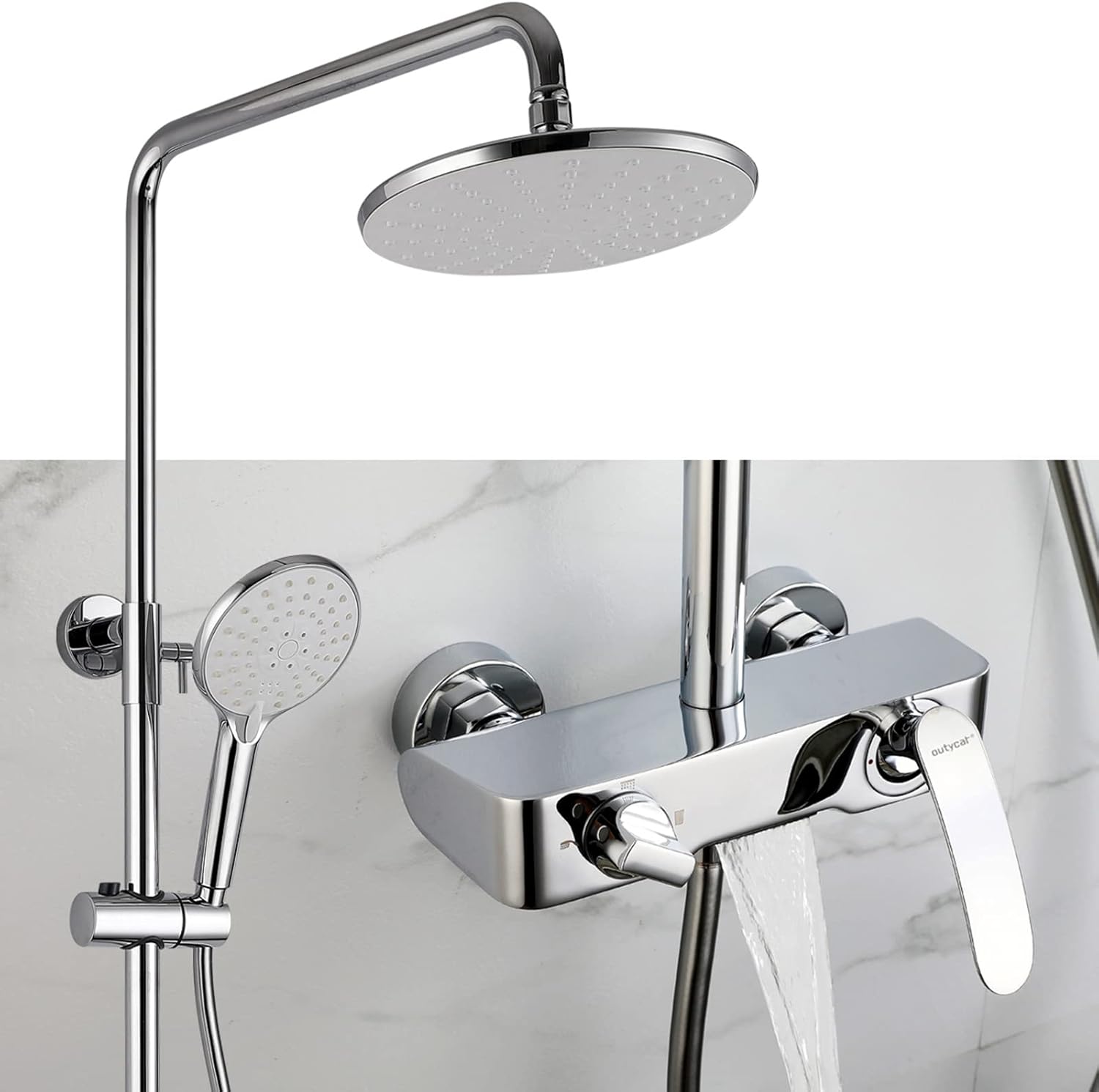 uhyOHF Round Shower Head 3-Mode Handheld System