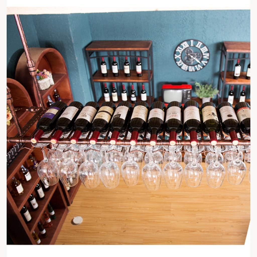 Hanging Wine Holder with Adjustable Rod - Black 12030cm