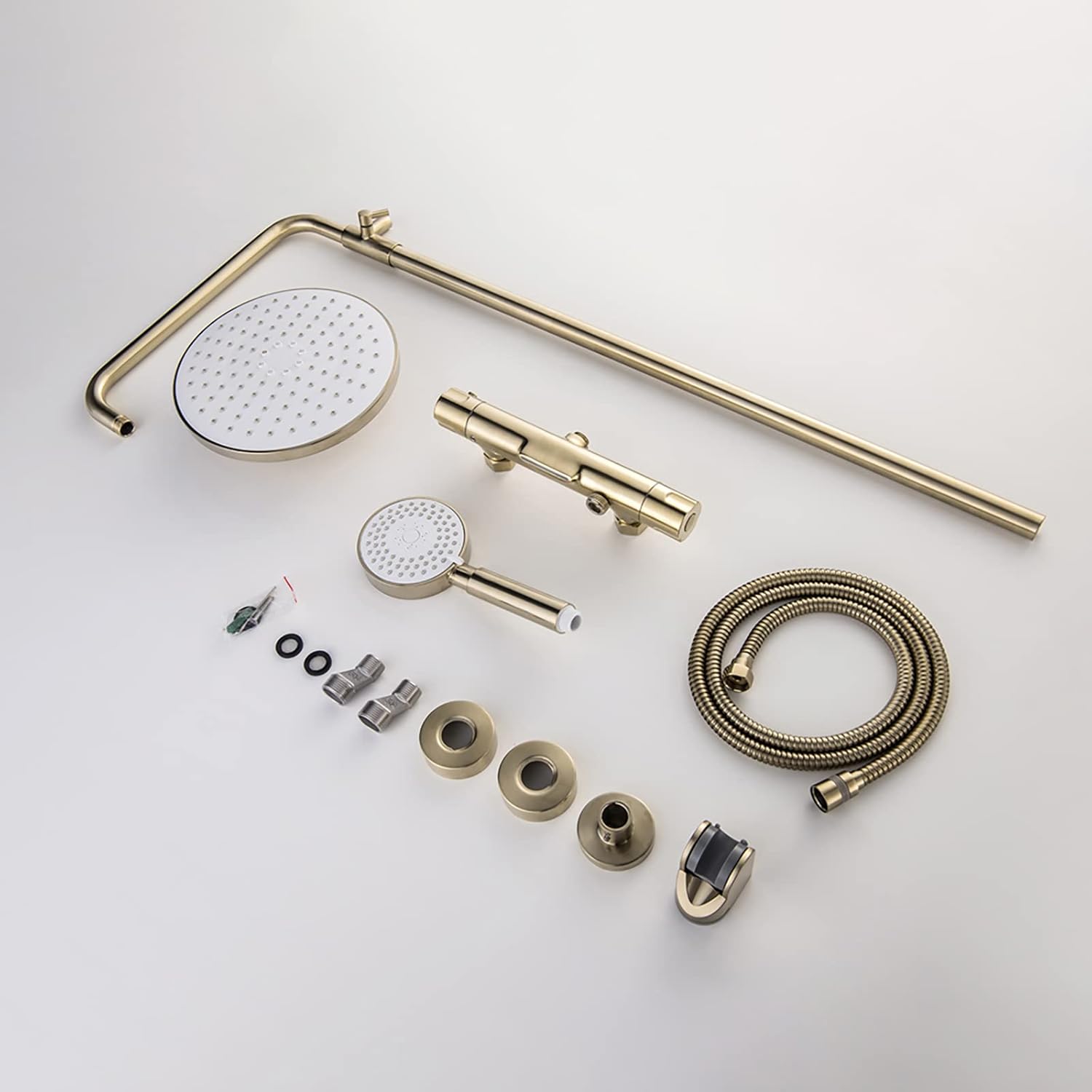 10 Inches Brushed Gold Shower Combo Set with Rainfall Handheld and Tub Tap