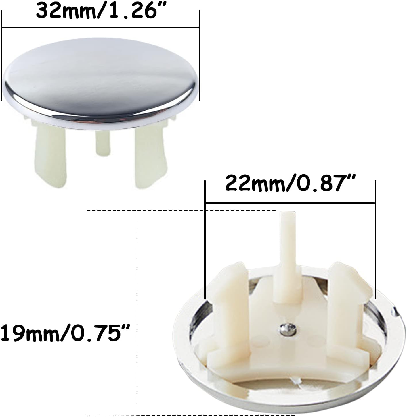 4 Pack Silver Sink Overflow Covers for Bathroom and Kitchen