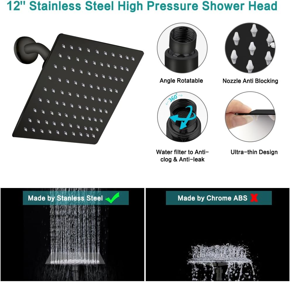 Tudoccy Handheld Shower Head Combo with 11 Extension Arm and 9 Spray Settings