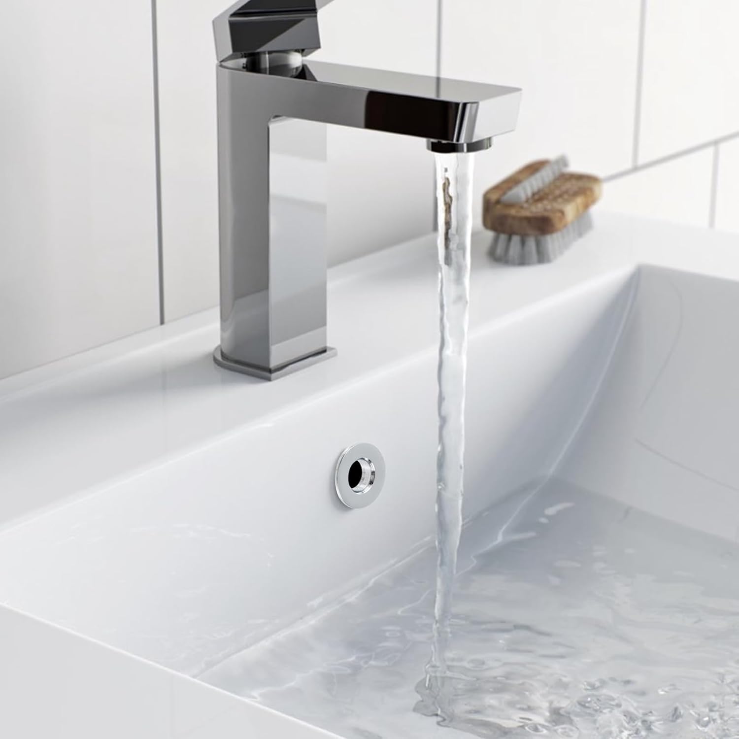 Wealrit 6 Pcs Chrome Sink Overflow Covers with Brass Inserts