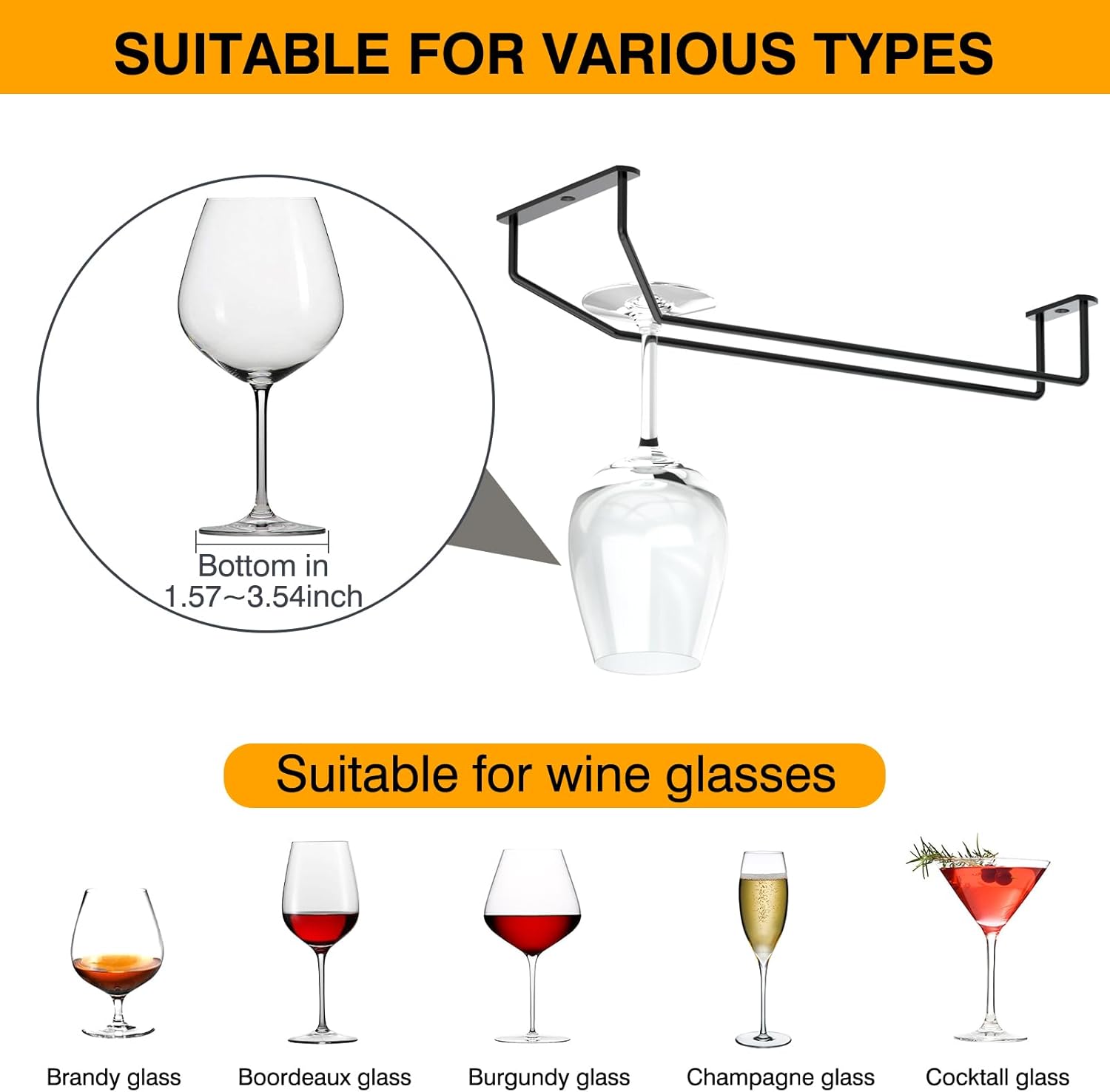 FOMANSH 14-Inch Wine Glass Holder Set of 2