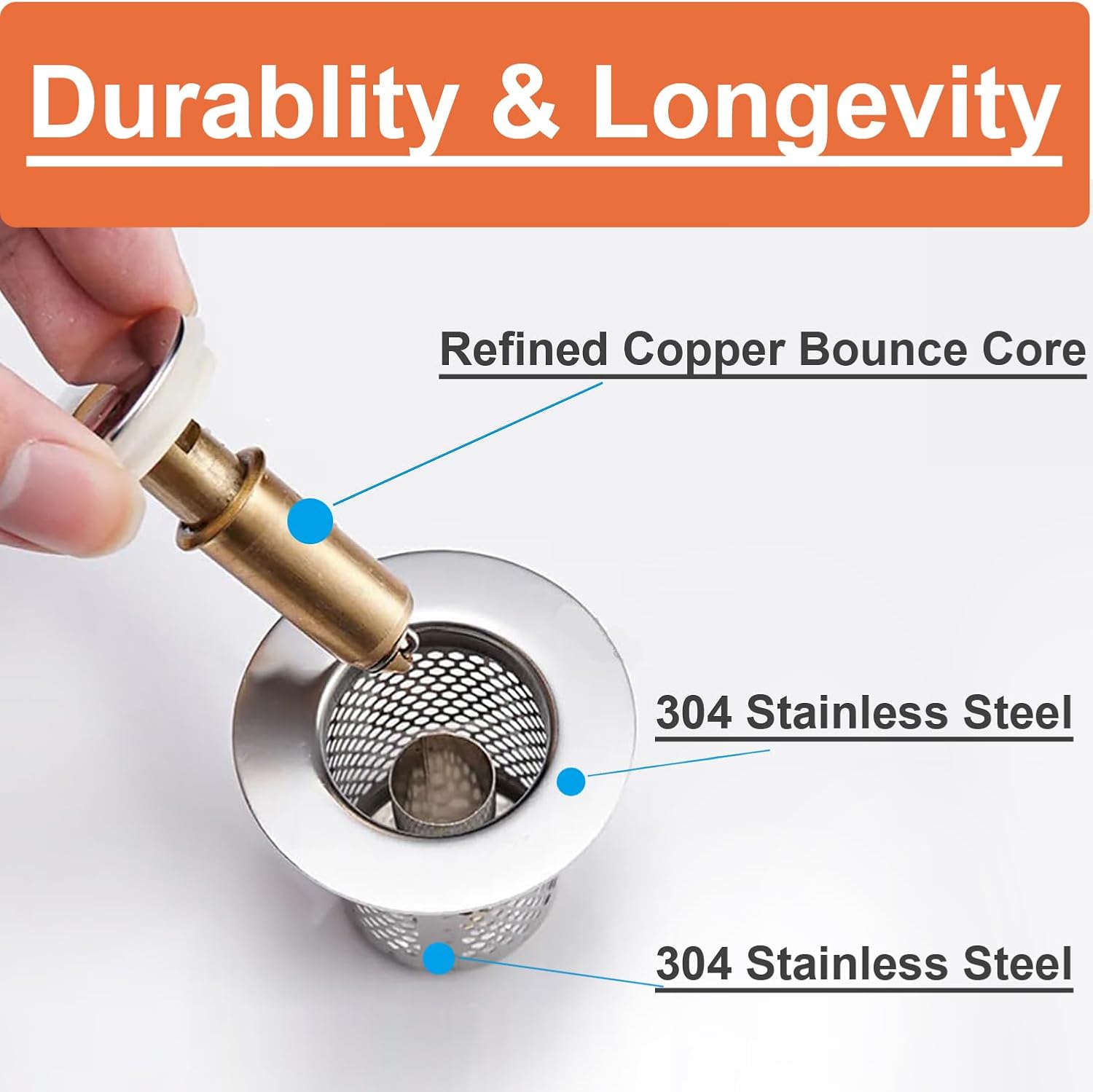 RUXIEWEY Stainless Steel Drain Strainer 2PCS