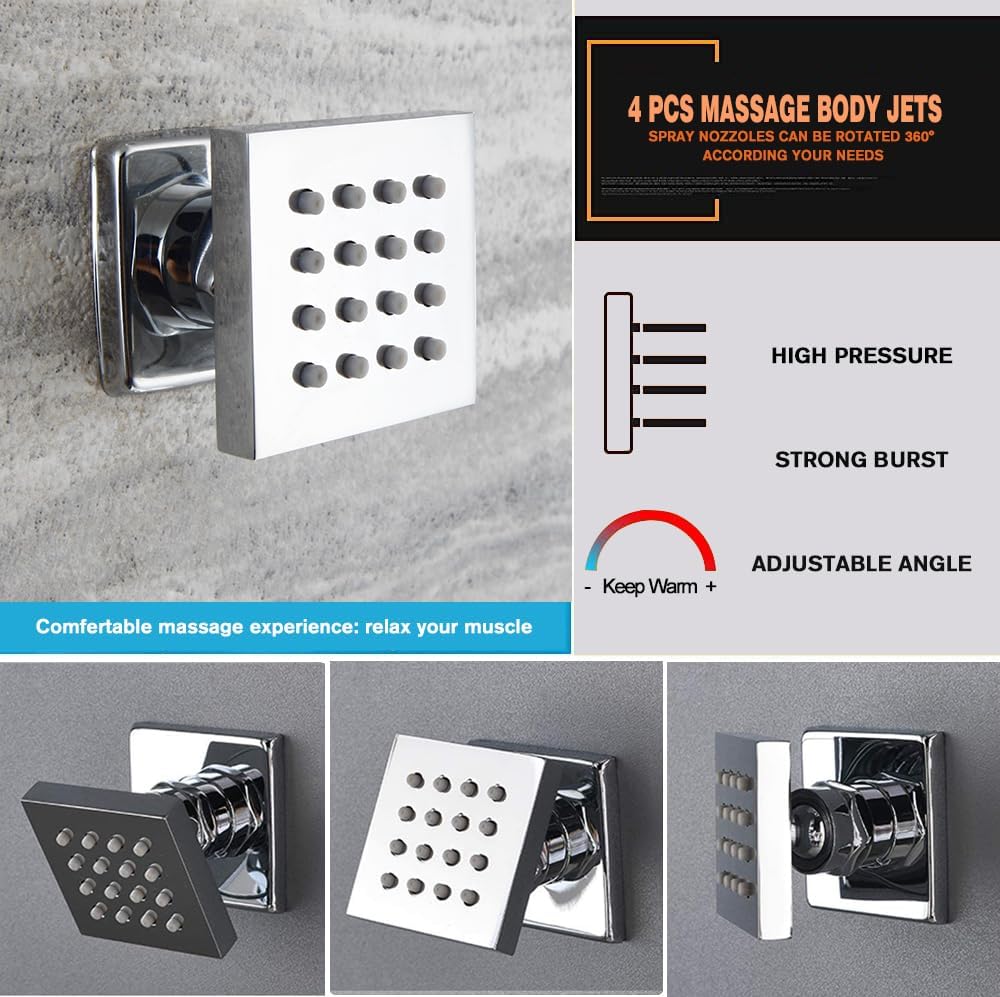 Shower Faucet Set with Body Jets Polished Chrome