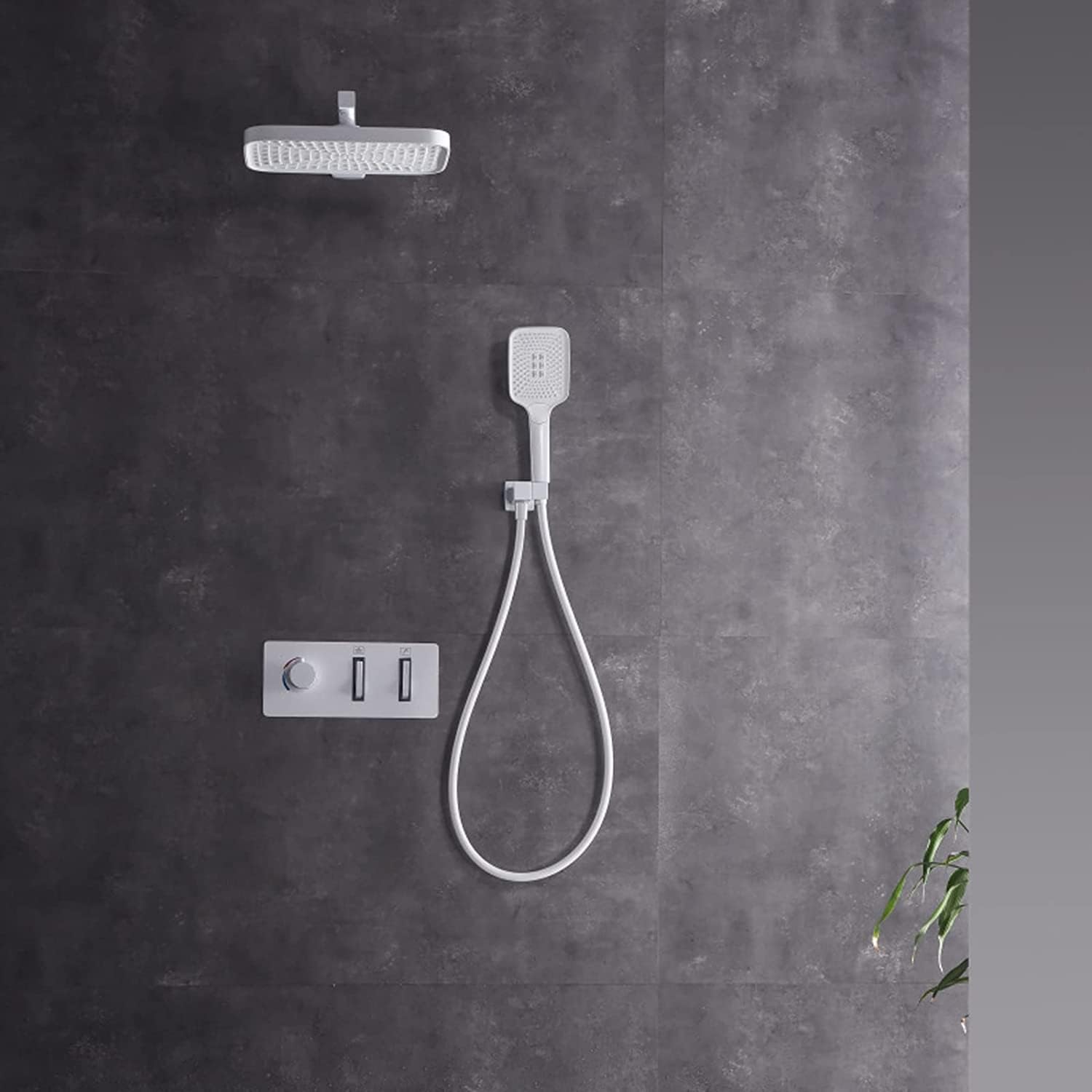 White Brass Rainfall Shower System Set
