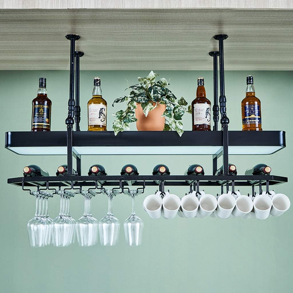 LASEVE Wall-Mounted Wine Rack 2-Tier Industrial Style 100Cm