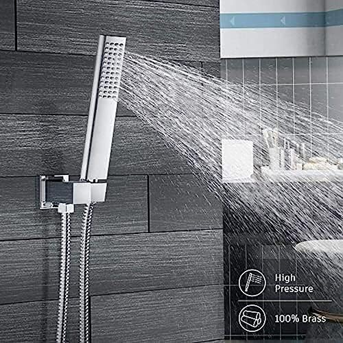TECKI Thermostatic Shower System Set With 16 Inch Head And Handheld Tap