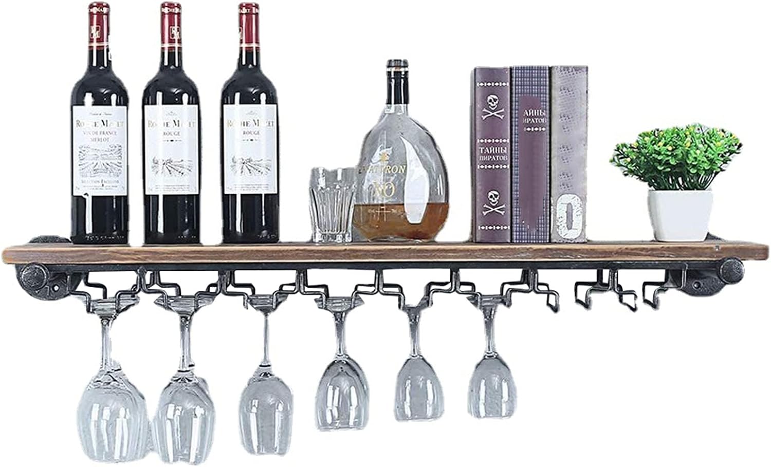CGF- Wall Mounted Wine Rack with 8 Glass Holders