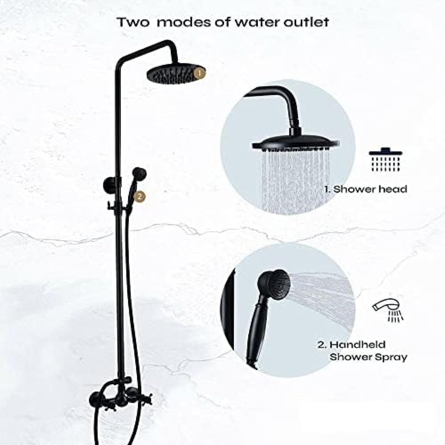 TECKI 8inch Rainfall Shower System Set with Handheld Spray
