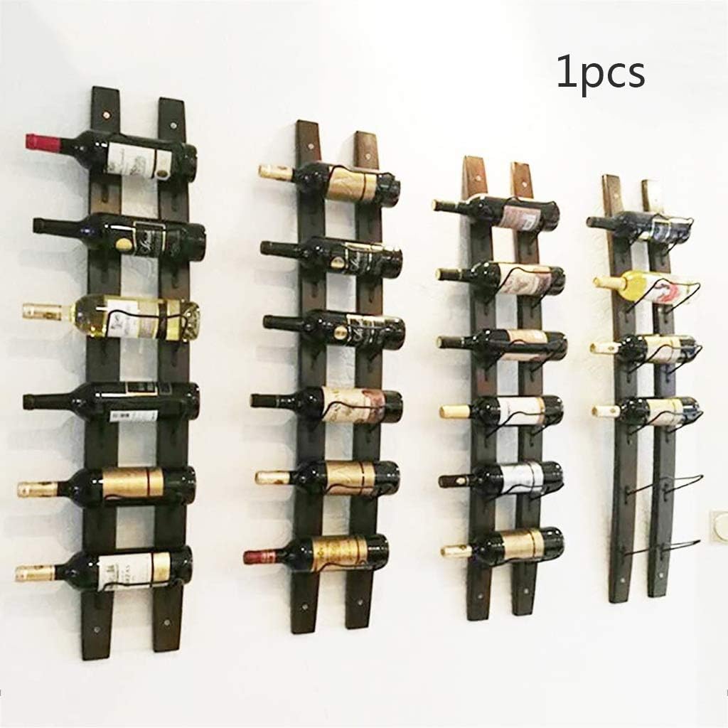 Wall Mounted Wine Rack 6 Bottle Storage with Iron Frame