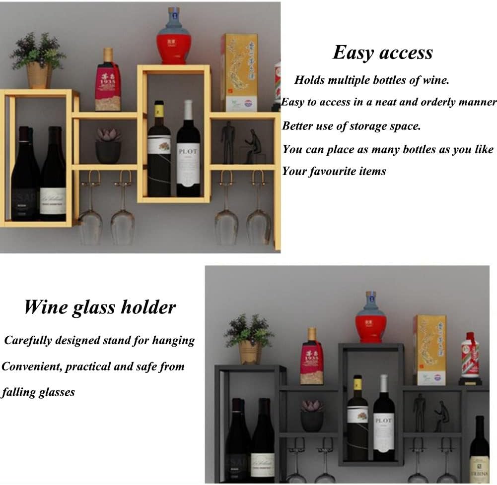 Elegant Gold Floating Wall Wine Rack