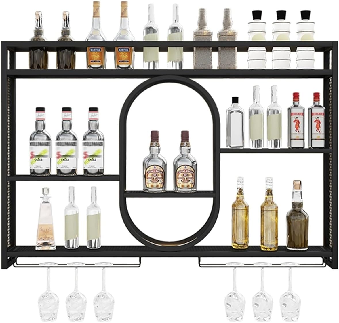JIAOCKJIAO Wall Wine Rack with 3 Tiers Large Capacity Industrial Style Black 393in