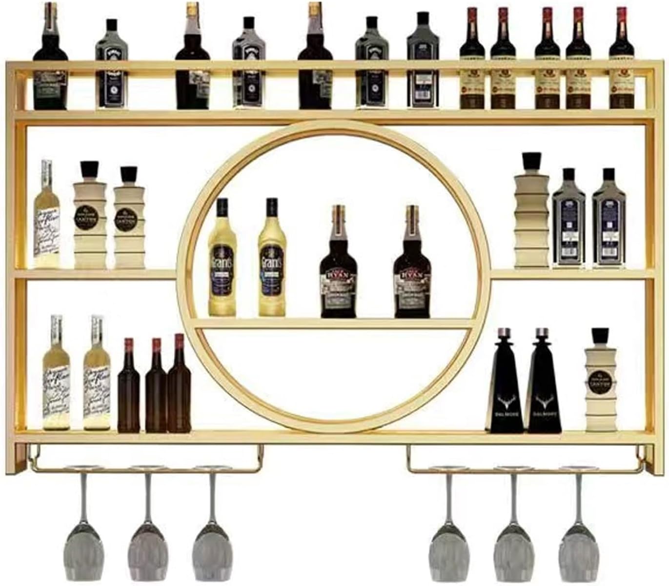 JIAOCKJIAO Wall-Mounted Wine Rack 3-Layer Metal Holder with Dust-Proof Design