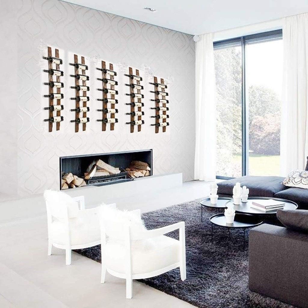 5-15 Bottle Wall-Mounted Wine Rack with Iron Frame