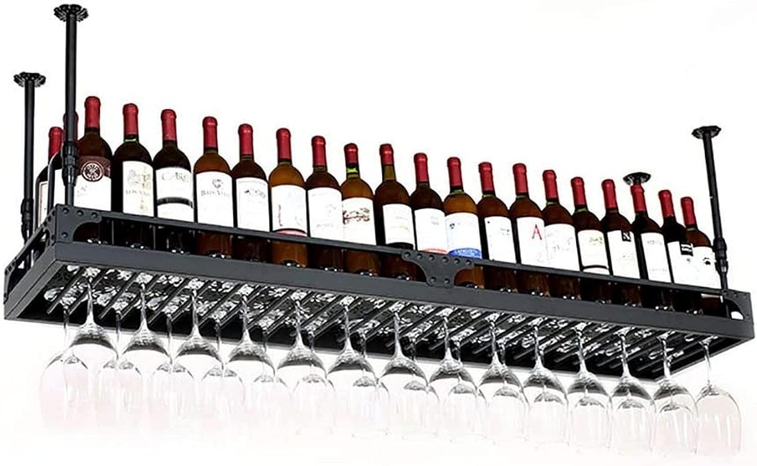 CGF- Wall-Mounted Wine Rack with Adjustable Height - Black