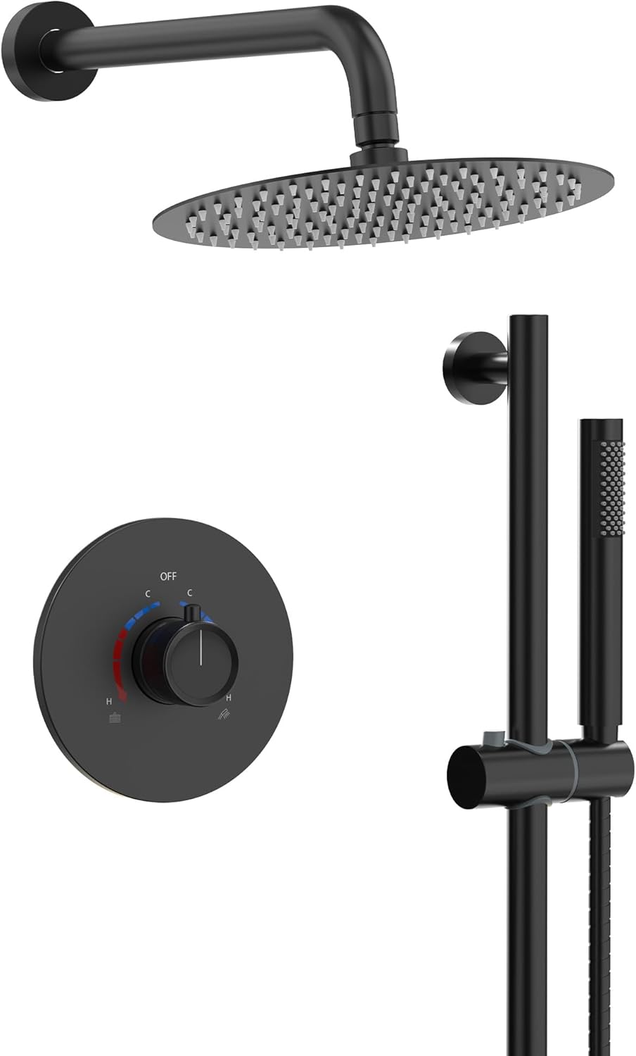 YAWWALK 2-Spray Wall Mount Dual Handheld Shower Head in Matte Black