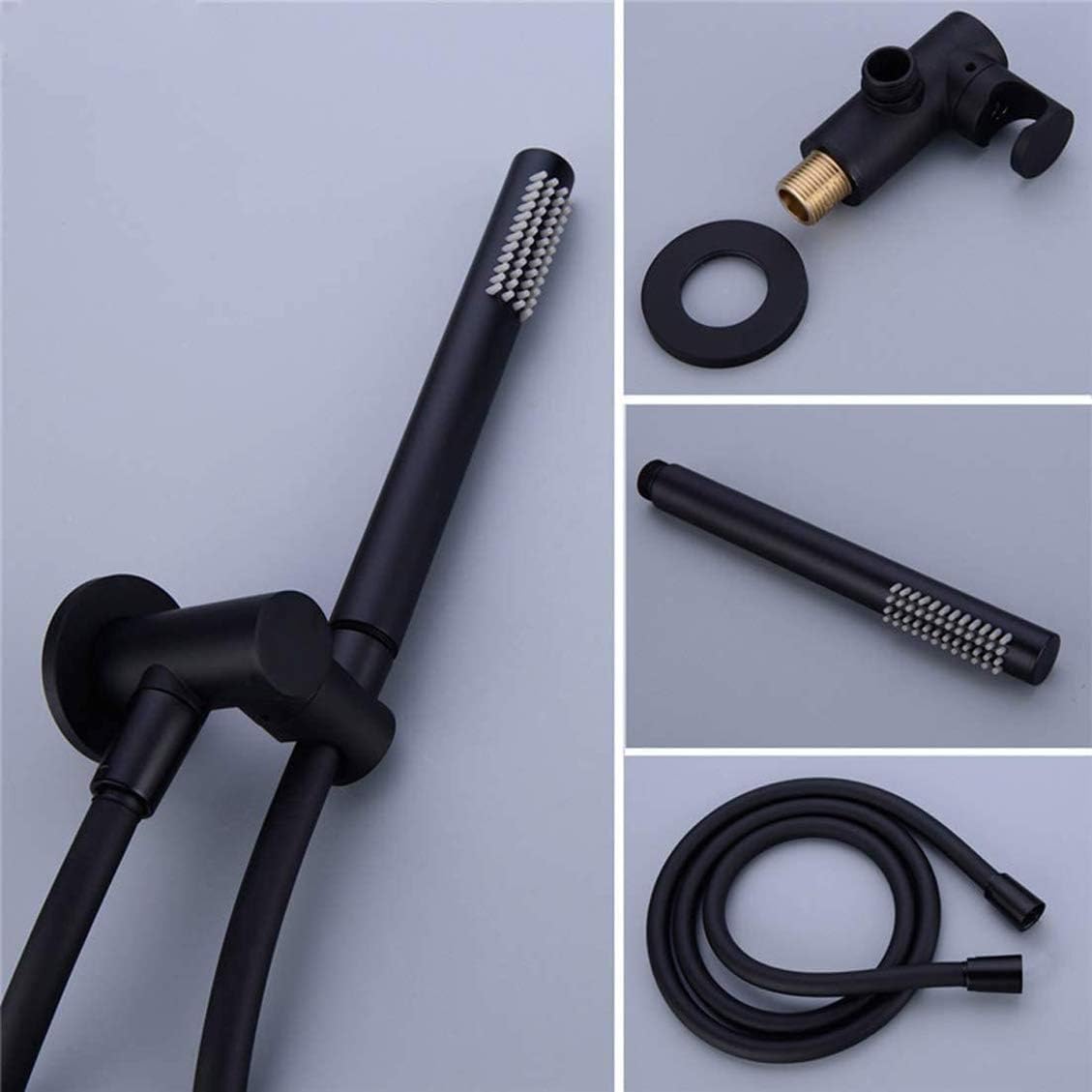 Brass Black Ceiling Mounted Diverter Shower Set with Rainfall and Handheld Shower