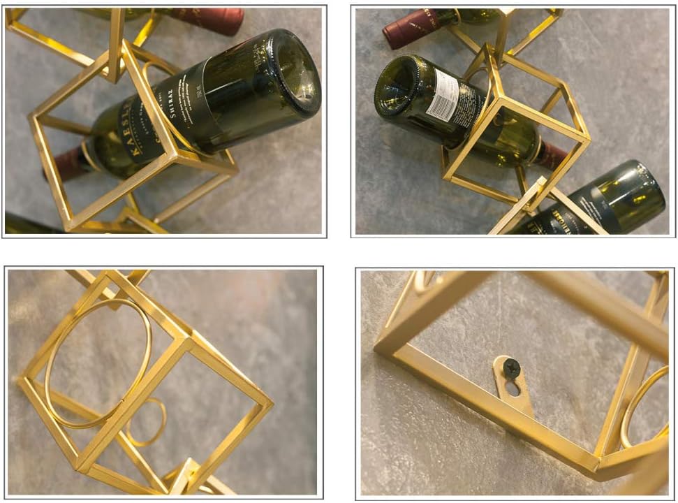 DZX Wall-Mounted Wine Rack 5 Bottles Gold