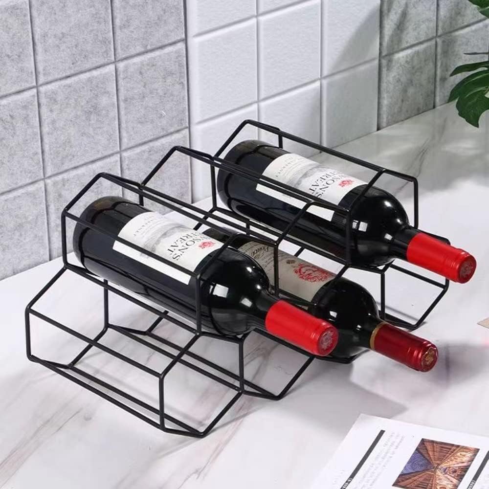 Handisen 9 Bottle Freestanding Wine Rack - Black Metal