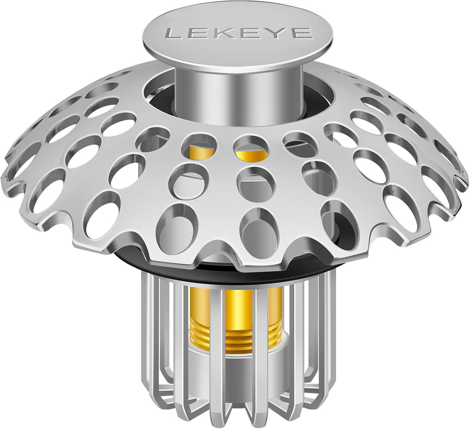 LEKEYE Bathroom Sink Stopper with Hair Catcher - Pearl Chrome