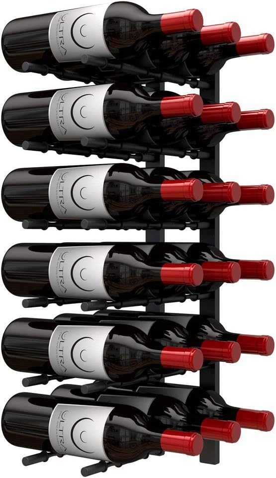 Ultra Wine Racks Wall Mounted 18 Bottle Matte Black Wine Storage