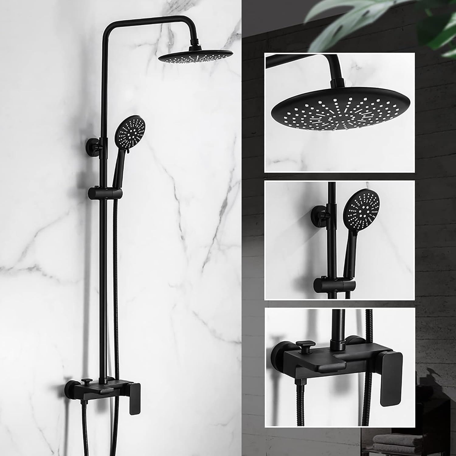 Adjustable Rainfall Shower System Set with Handheld and Tub Spout