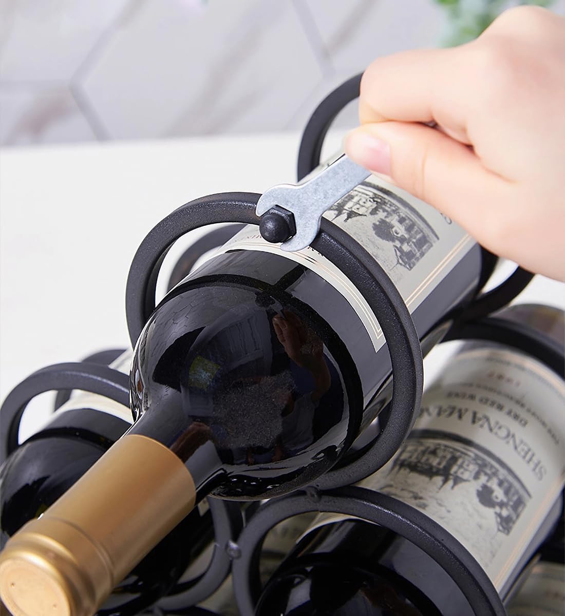 GeLive Triangle Wine Rack 6 Bottles Freestanding