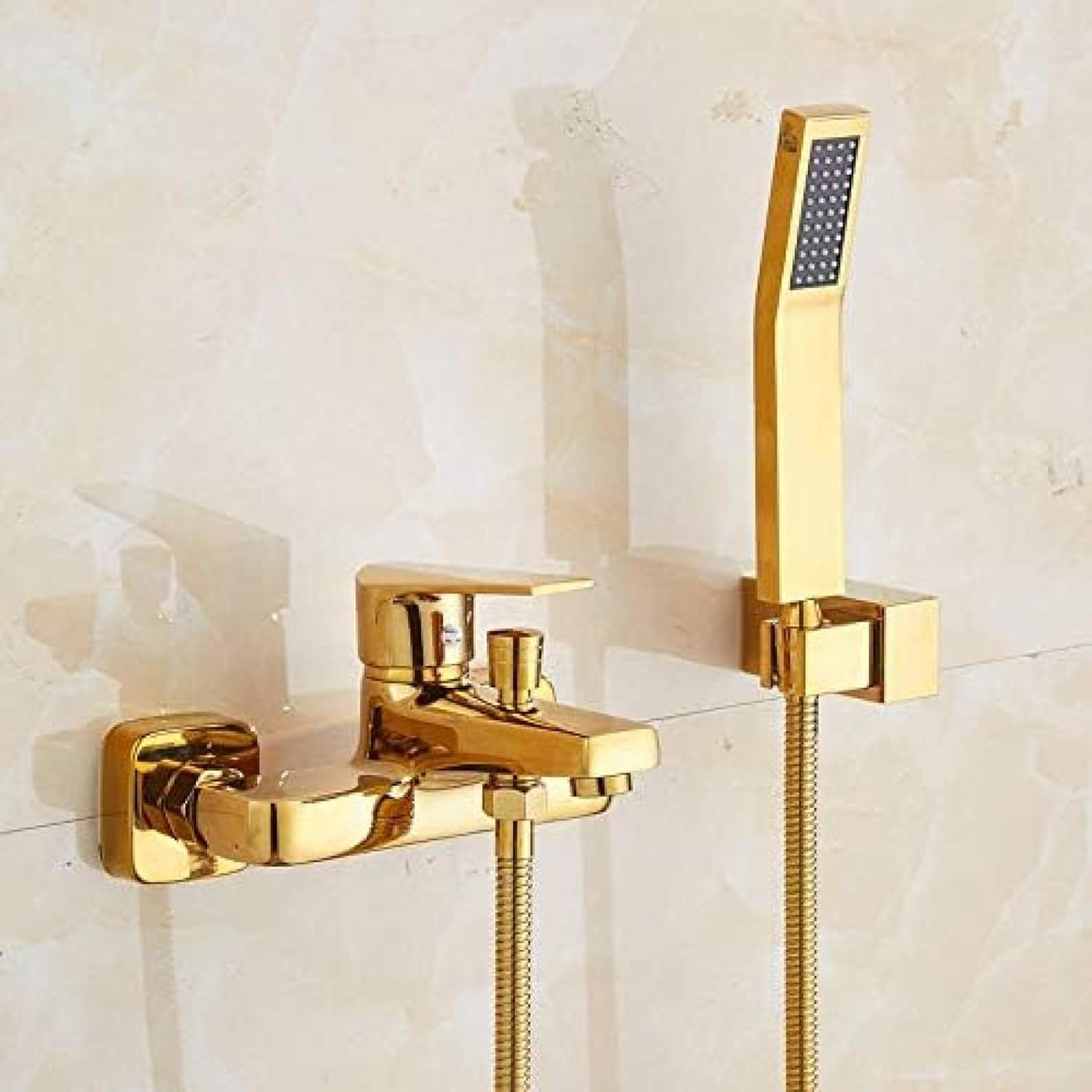 TECKI Gold Two Headed Shower Set with Rain Heads