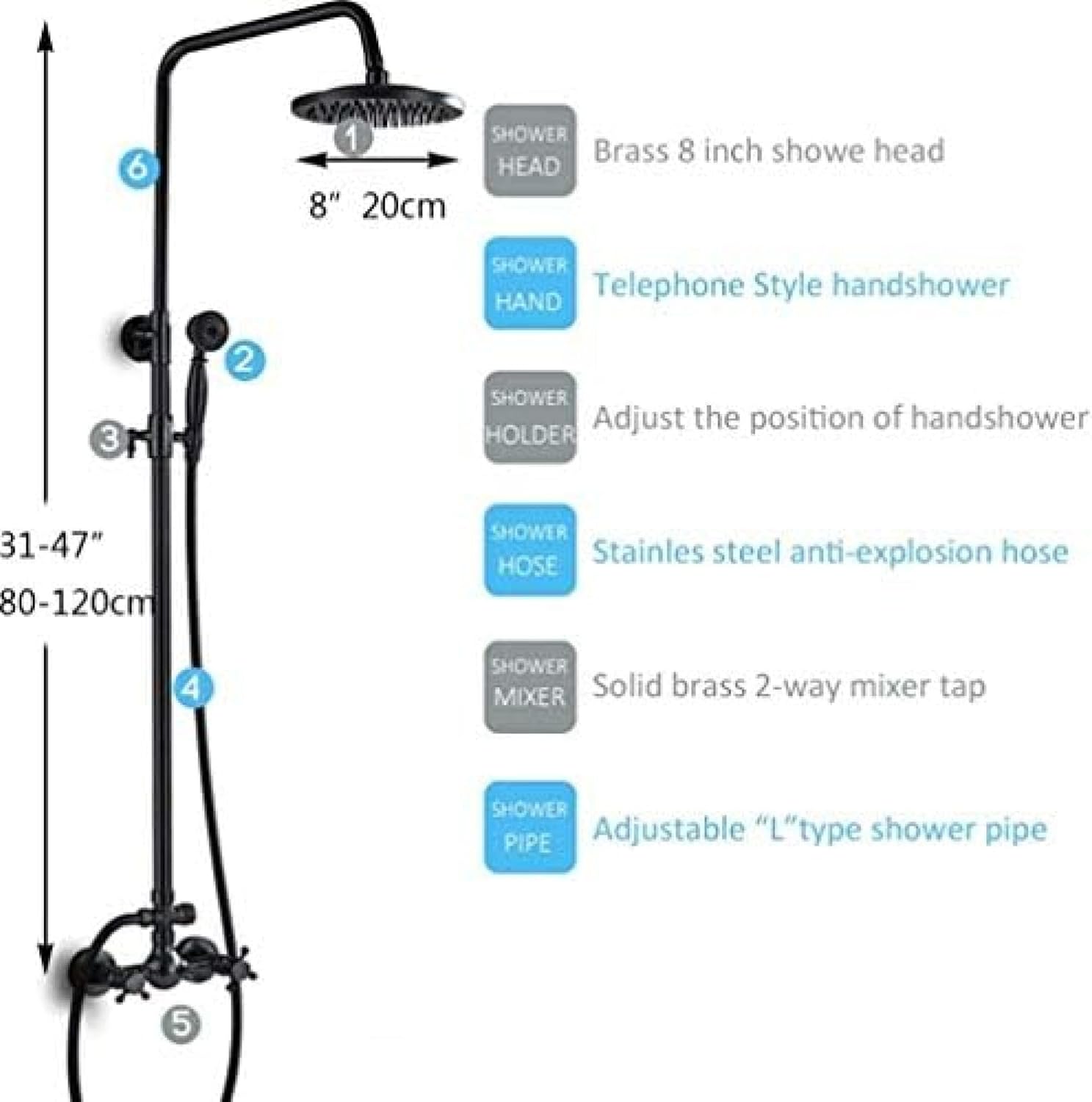 TECKI Black Oil Rubbed Bronze Shower System Set