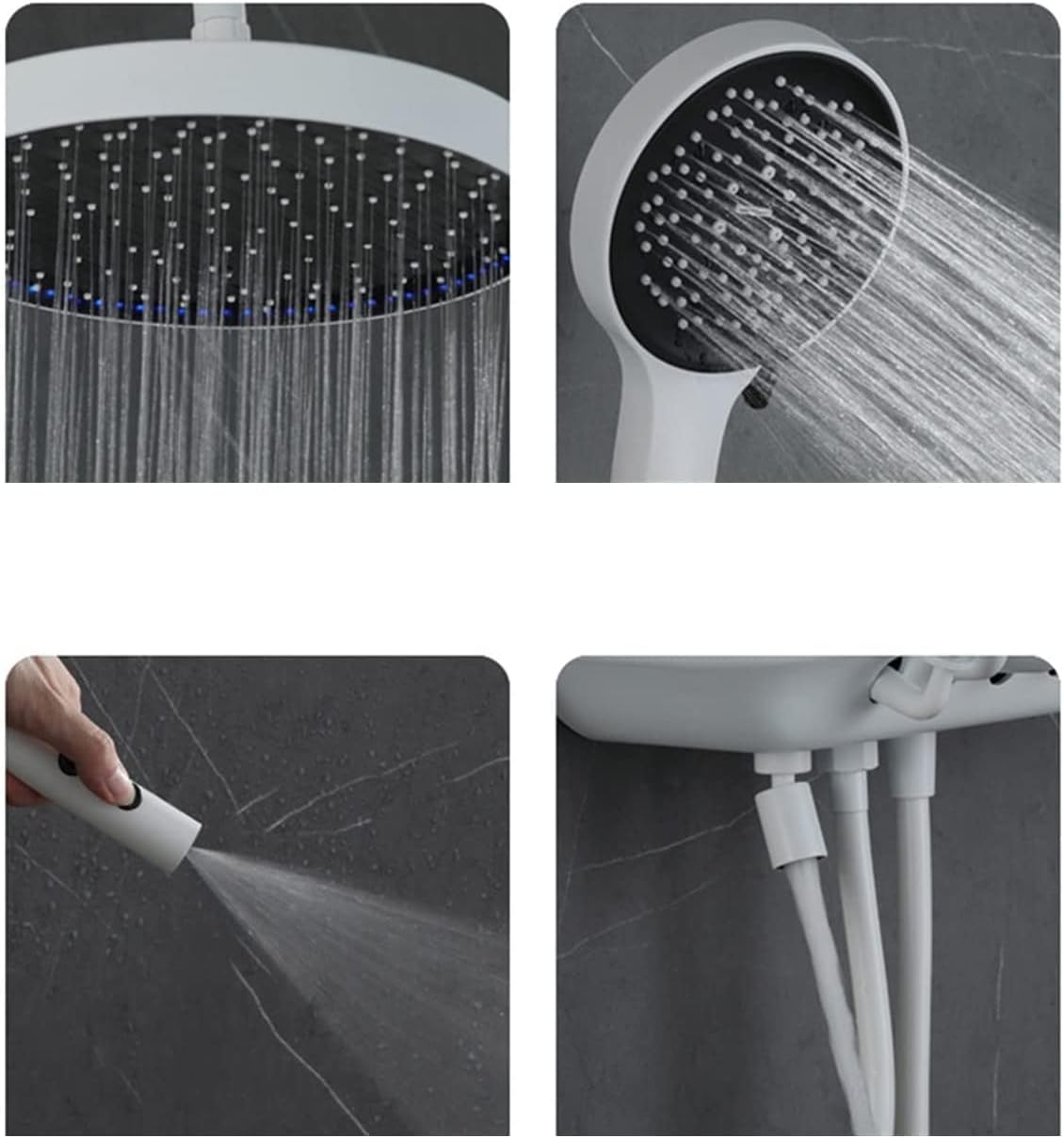 Thermostatic Shower System with LED Display and 4-Function Fixtures