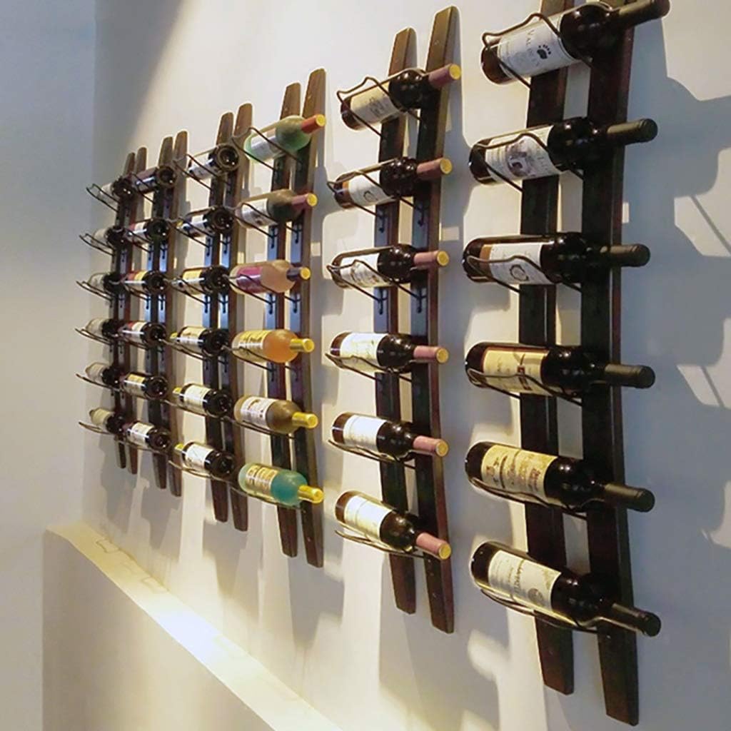Wall Mounted Wine Rack 6 Bottle Storage with Iron Frame
