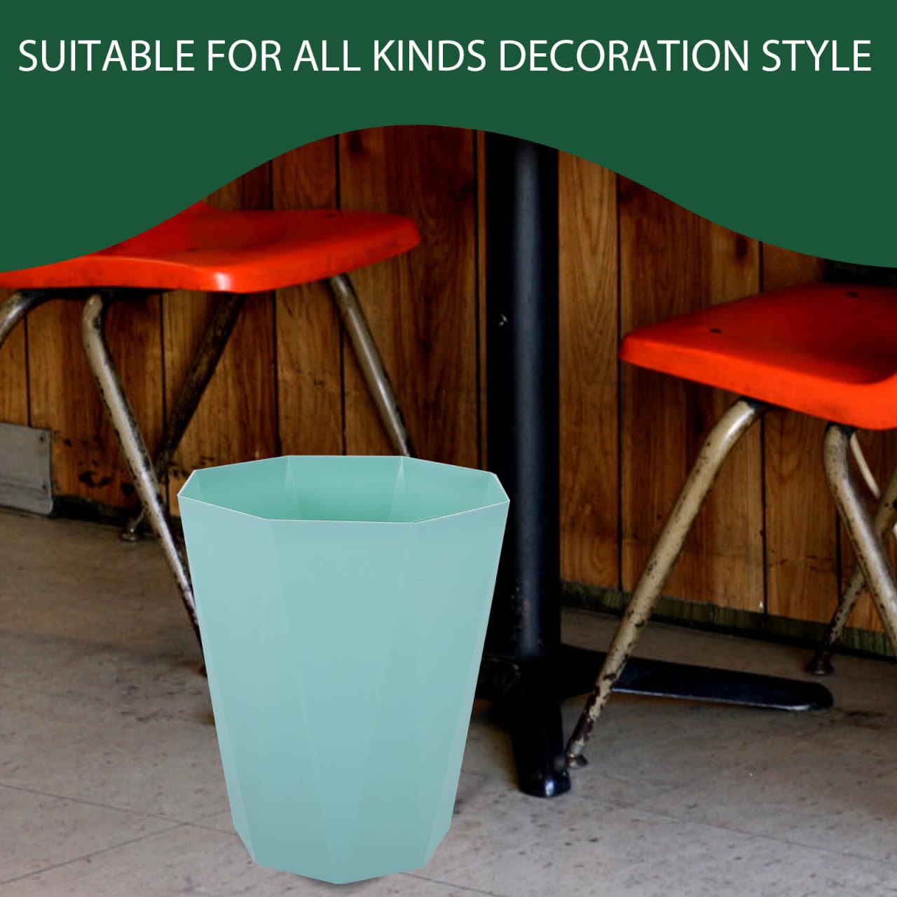 Tofficu Emerald Green 5L Trash Can with Diamond Pattern