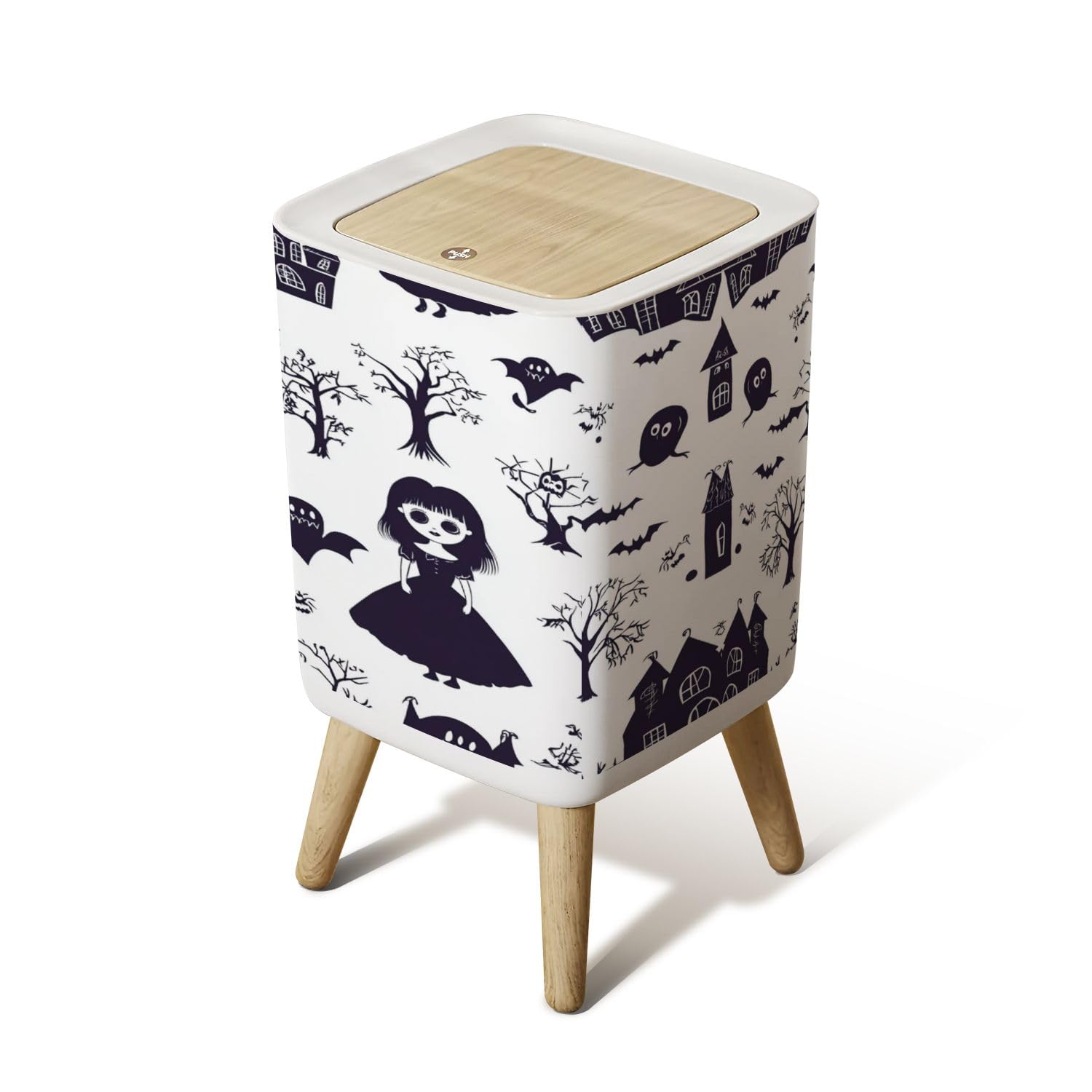Small Trash Can with Lid 26 Gallon Gothic Design Waste Bin