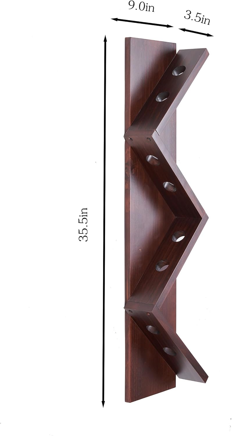 Vertical Wall-Mounted Wood Wine Rack for 8 Bottles