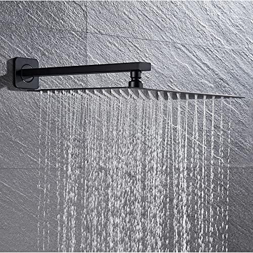 Black Rain Shower System with Brass Thermostatic Faucet Set