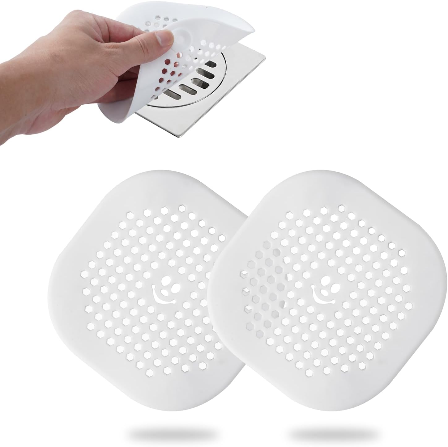 2 Pack Shower Hair Catcher with Suction Cups White